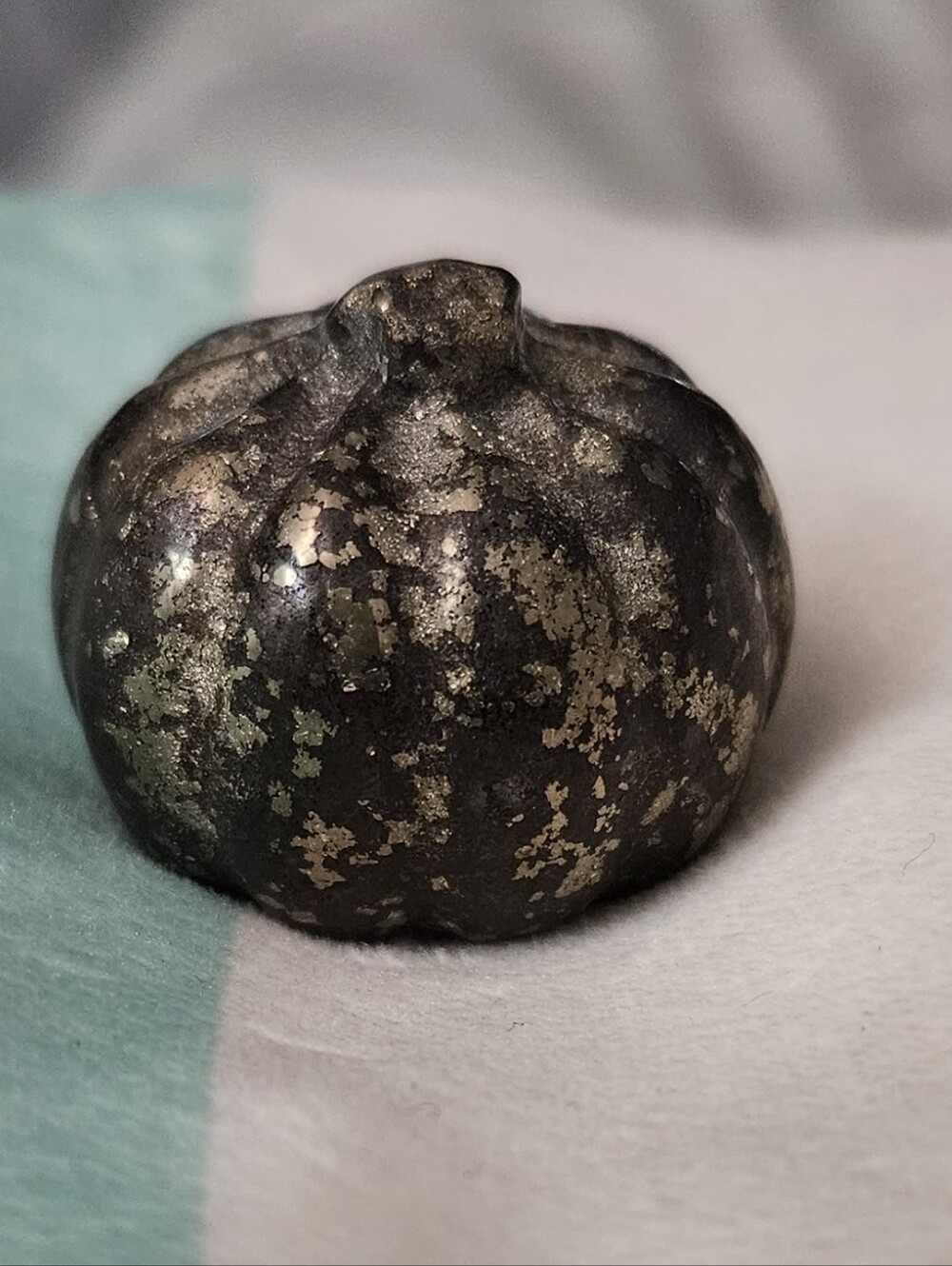 Decorative Pyrite Metallic Black Pumpkin Accent - Home Art